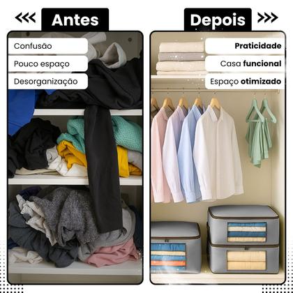 Imagem de Kit 5 Bolsas Organizadoras Caixa Multiuso Guarda Roupa Colchas Closet Cobertor