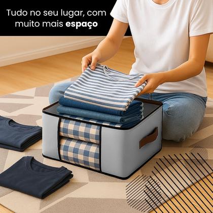 Imagem de Kit 5 Bolsas Organizadoras Caixa Multiuso Guarda Roupa Colchas Closet Cobertor