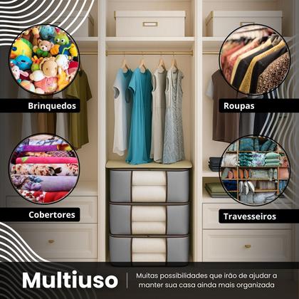 Imagem de Kit 5 Bolsas Organizadoras Caixa Multiuso Guarda Roupa Colchas Closet Cobertor