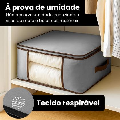 Imagem de Kit 5 Bolsas Organizadoras Caixa Multiuso Guarda Roupa Colchas Closet Cobertor