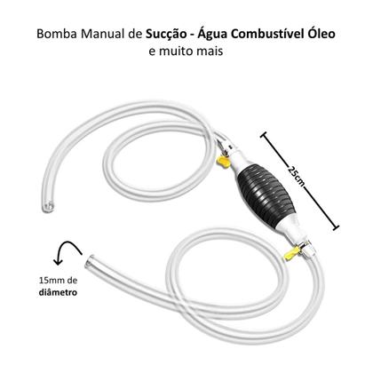 Imagem de Kit 5 Bombas Manuais De Sucção Para Transferir Água Combustível Mangueira 2m e Abraçadeiras Revenda