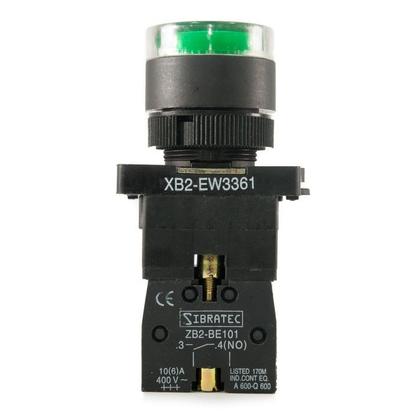 Imagem de Kit 5 botao pulso plastico iluminado xb2 ew3361 220v vd 1na