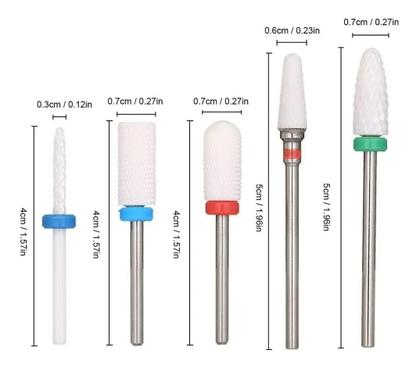 Imagem de Kit 5 Broca de Cerâmica Lixa Unha Profissional Gel Fibra Manicure