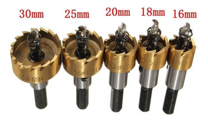 Imagem de Kit 5 Brocas Serra Copo Metal Aço Ferro 16/18,5/20/25/30mm