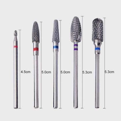 Imagem de Kit 5 Brocas Tungstênio Lixa Profissional Unha Gel Manicure