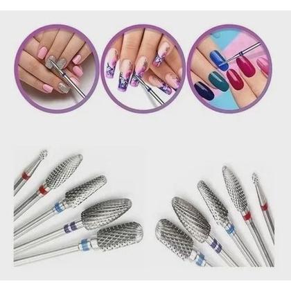Imagem de Kit 5 Brocas Tungstênio Lixa Profissional Unha Gel Manicure