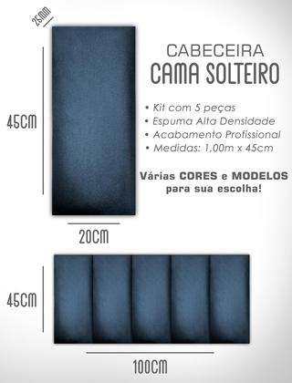 Imagem de Kit 5 Cabeceiras de Cama Box Solteiro Estofada Modulada 1,00mX45cm