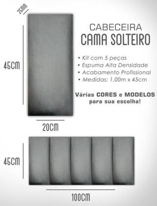 Imagem de Kit 5 Cabeceiras de Cama Box Solteiro Estofada Modulada 1,00mX45cm
