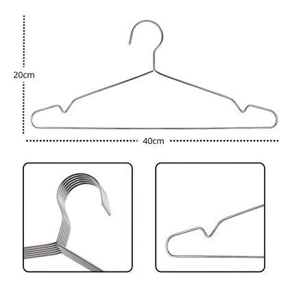 Imagem de Kit 5 Cabides Tintureiro de Metal Cromado Adulto - 40cm