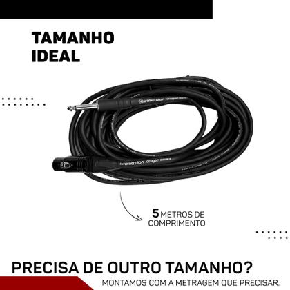Imagem de Kit 5 Cabo De Microfone P10 Mono Para Xlr Fêmea 10m Metros - Eletrolon