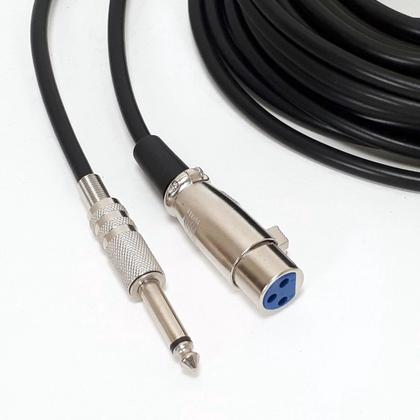 Imagem de Kit 5 Cabo Microfone Xlr Canon P10 Mono Violão 5m Metros Mesa som Amplificador Profissional Mxt