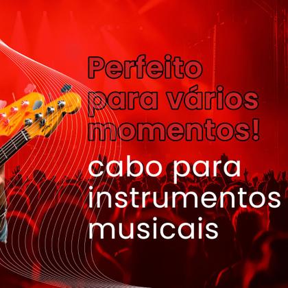 Imagem de Kit 5 Cabo P10 Mono P10 Mono Para Violão Guitarra Baixo 3m Metros - Pulse Eletrolon
