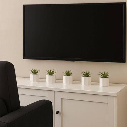 Imagem de Kit 5 Cachepot De Cimento Com Suculenta 7,5x9,5cm Wolff Geométrico Decoração Artificial Casa