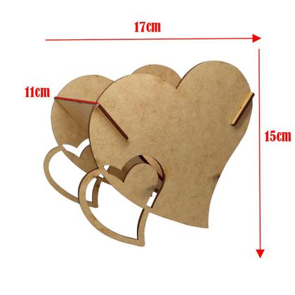 Imagem de Kit 5 Cachepot Vaso Coração 17x11x15 Laser Mdf Madeira