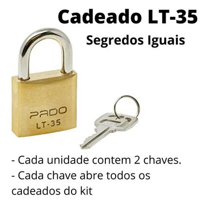 Imagem de Kit 5 Cadeado Pado De 35mm Mesmo Segredo Iguais Mesma Chave