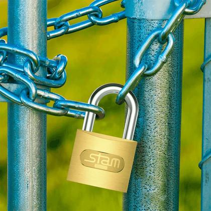 Imagem de Kit 5 Cadeados 25 mm Stam Mesma Chave Segredos Iguais