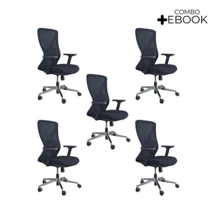 Imagem de Kit 5 Cadeiras De Escritório Sem Apoio Oficial Work
