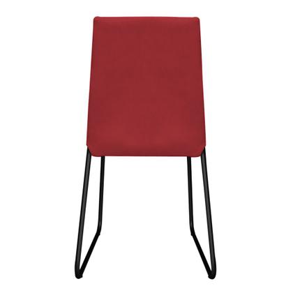 Imagem de Kit 5 Cadeiras de Jantar Estofada Lille Base Preta Veludo Vermelho - Montanaris Decor