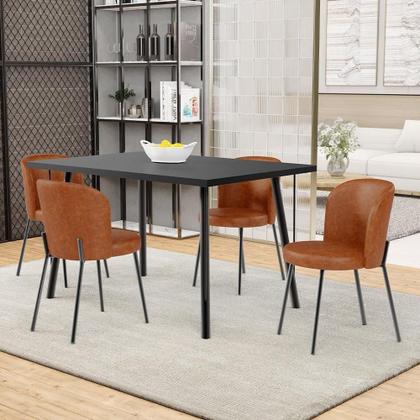 Imagem de Kit 5 Cadeiras Sala De Jantar Estofada Gavi L02 material sintético Camel
