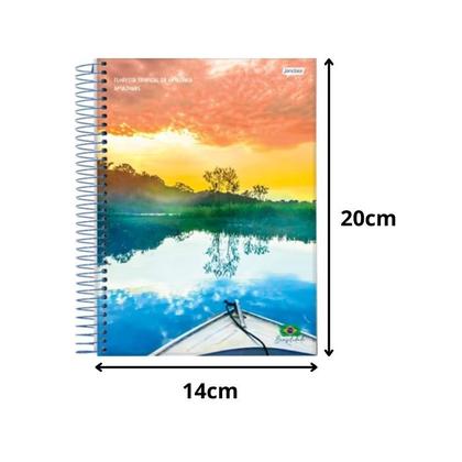 Imagem de Kit 5 Caderno Espiral 1/4 Capa Flexível 96F Brasilidade Jandaia