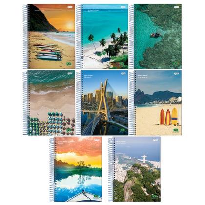 Imagem de Kit 5 Caderno Espiral 1/4 Capa Flexível 96F Brasilidade Jandaia