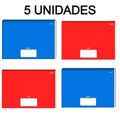 Imagem de Kit 5 Cadernos Brochurão 96 Folhas Desenho Capa Dura Cores Materiais Escolares 157115-5