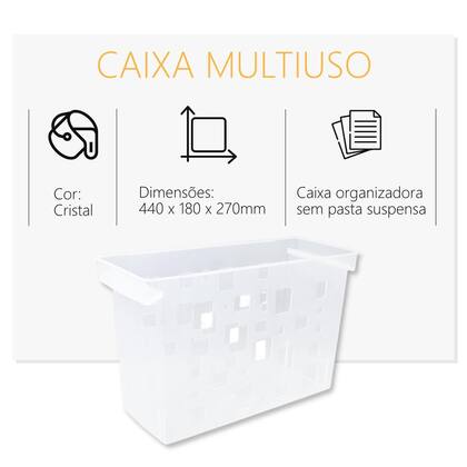 Imagem de Kit 5 Caixa arquivo DelloColor sem pasta suspensa multiuso Transparente