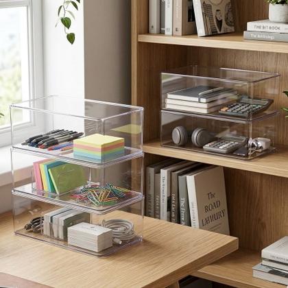 Imagem de Kit 5 Caixa Organizadora Com Tampa Multiuso Acrílico Transparente 3,5L