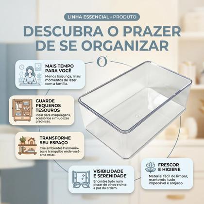 Imagem de Kit 5 Caixa Organizadora Com Tampa Multiuso Acrílico Transparente 3,5L