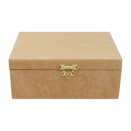 Imagem de Kit 5 Caixa Retangular Tampa Dobradiça e Fecho 20x12x6 Mdf 6mm Madeira
