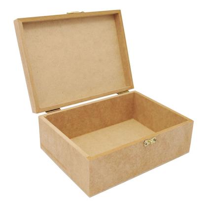 Imagem de Kit 5 Caixa Retangular Tampa Dobradiça e Fecho 20x12x6 Mdf 6mm Madeira