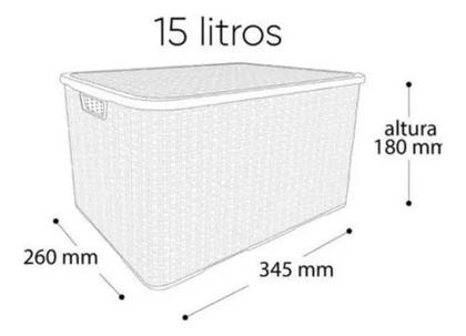Imagem de Kit 5 Caixas/cesto Organizador Rattan Preto - 7l, 15l, 20l