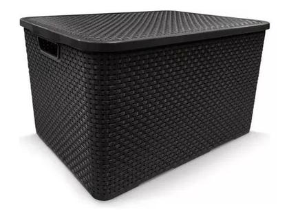 Imagem de Kit 5 Caixas/cesto Organizador Rattan Preto - 7l, 15l, 20l