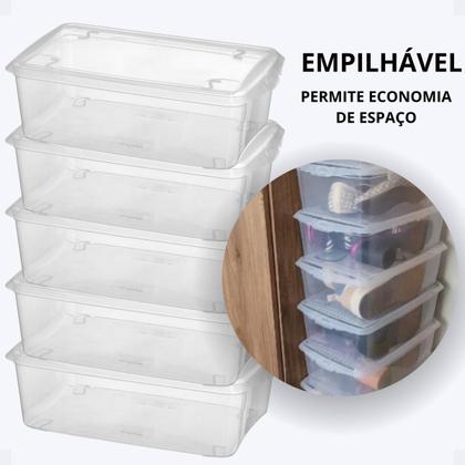 Imagem de Kit 5 Caixas Leve 5 Pague 4 Caixas Organizadoras Para Sapatos