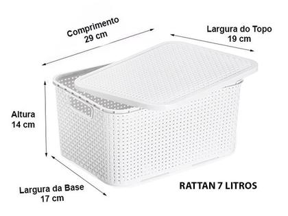 Imagem de Kit 5 Caixas Organizadora Rattan 7 Litros C/ Tampa Preta 25588 Arqplast