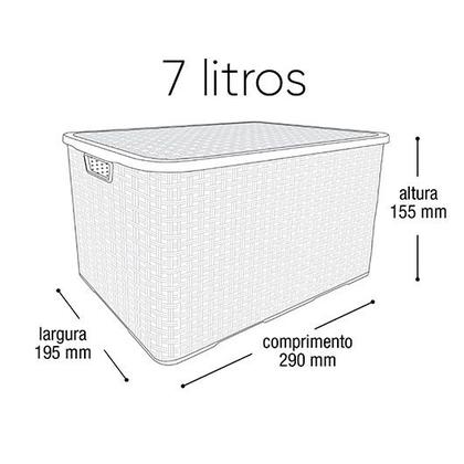 Imagem de Kit 5 Caixas Organizadoras Rattan Marrom 7 Litros C/ Tampa 25587 Arqplast