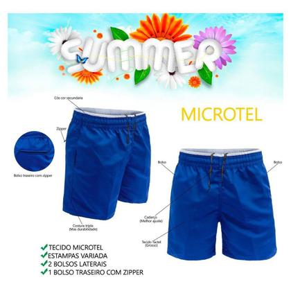 Kit 5 Calção Short Masculino Microfibra Tactel Fitness Moda Praia Dia a Dia - Mauricinho Imagem de Kit 5 Calção Short Masculino Microfibra Tactel Fitness Moda Praia Dia a Dia