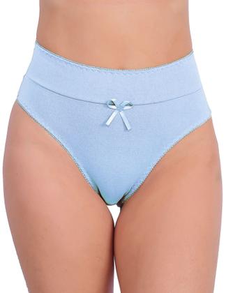 Imagem de Kit 5 Calcinha Cintura Alta Algodão Cotton com Cós Duplo Lingerie Reforçado Confortável de Fábrica