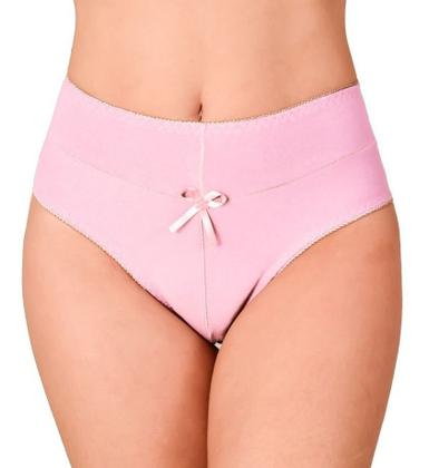 Imagem de Kit 5 Calcinha Cintura Alta Cós Duplo Cotton Algodão Liso Segura Barriga Lingerie Feminina Atacado