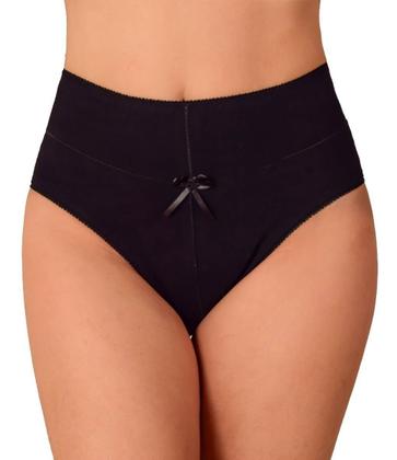 Imagem de Kit 5 Calcinha Cintura Alta Cós Duplo Cotton Algodão Liso Segura Barriga Lingerie Feminina Atacado