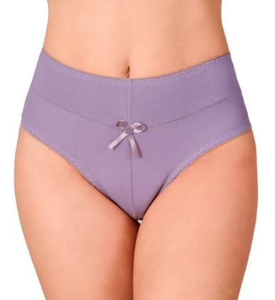 Imagem de Kit 5 Calcinha Cintura Alta Cós Duplo Cotton Algodão Liso Segura Barriga Lingerie Feminina Atacado