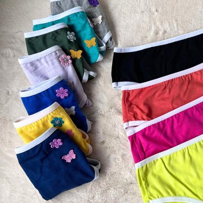 Imagem de Kit 5 Calcinha Infantil Menina Criança Confortável Laterais Largas Toque Macio