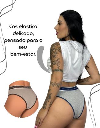 Imagem de Kit 5 Calcinha Lingerie Conforto Feminina Cintura Alta Sustentação Cós Elástico Roupa Moda Intima