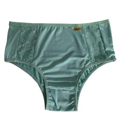 Imagem de Kit 5 Calcinha Plus Size Cintura Alta Lingerie Feminino Calçola Senhora Cós Alto Renda Vovó Conforto