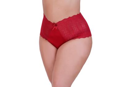 Imagem de Kit 5 Calcinha Plus Size Cós Alto Detalhe de Renda- c5 KIT 5 TALITA AZUL LILÁS BRANCA PRETA VERMELHA