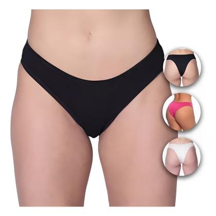 Imagem de Kit 5 Calcinhas Adulto 100 Algodão Lisas Tanga Cotton