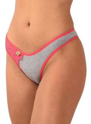 Imagem de Kit 5 Calcinhas Atacado Algodão Mescla detalhe renda sobreposta que não toca a pele Lingerie