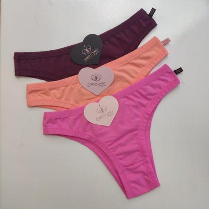 Imagem de Kit 5 Calcinhas de Algodão Corpo Colado Modelo Tanga