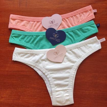 Imagem de Kit 5 Calcinhas de Algodão Corpo Colado Modelo Tanga