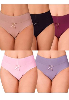 Imagem de KIT 5 Calcinhas Feminina de Algodão Cintura Alta cós tecido duplo Lisas 